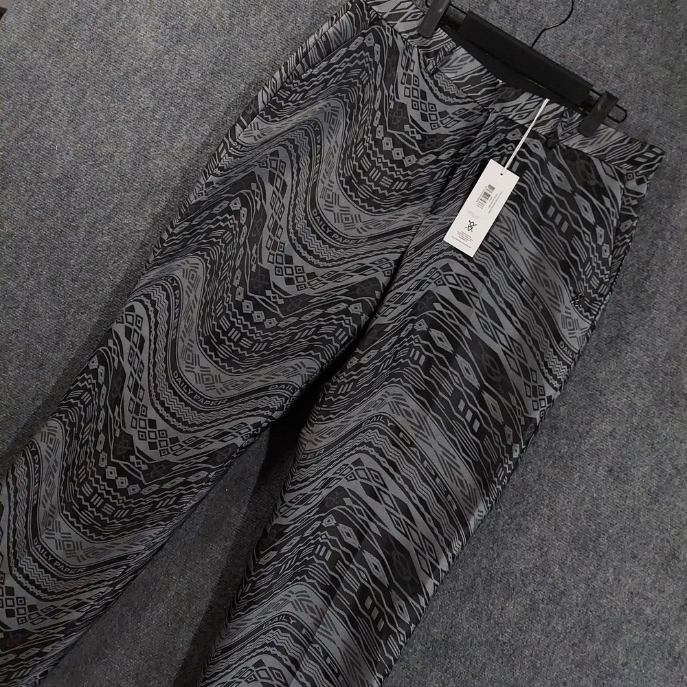 NEW Daily Paper Dress Pants Mens 34x32 Gray Black Paulino Tribal Print